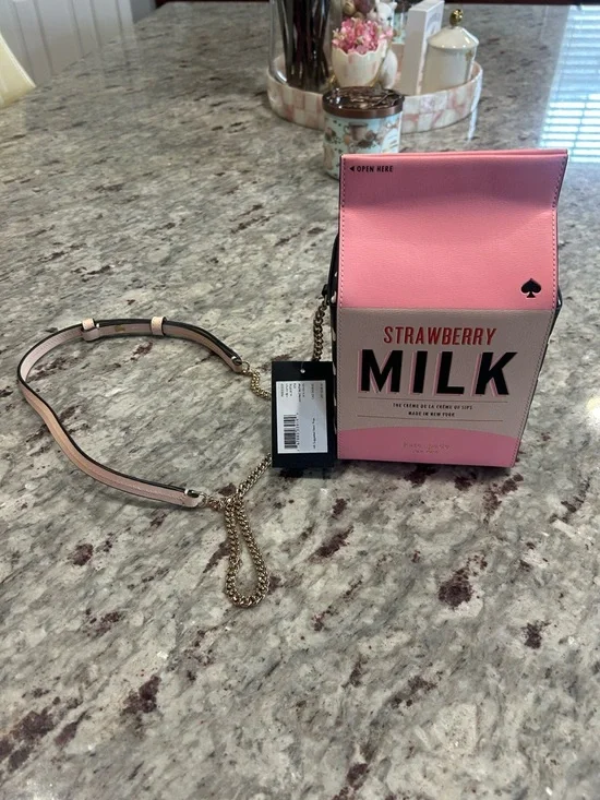 kate spade Strawberry Milk Box Crossbody Bag - Pink & Cream - Picture 2 of 5